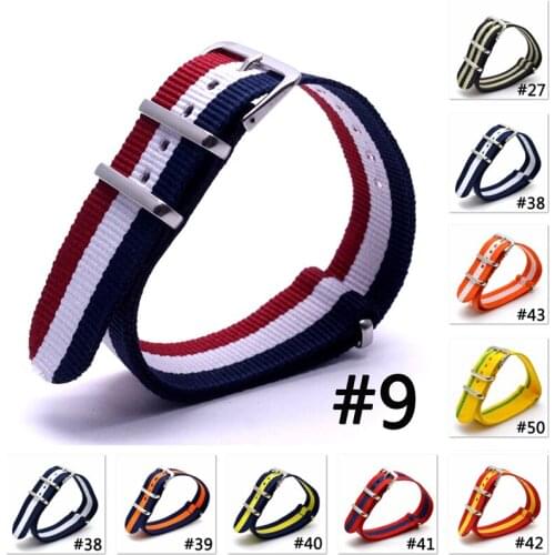 Nato Nylon Strap 18mm Army Sport Woven Nylon Watch Band Nato Military Stripe Canvas Wristband Replacing DW Buckle Belt