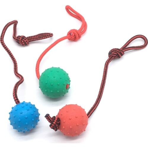 Rubber Ball with Rope Pet Teeth Indestructible Bite Toy Funny Puppy Training Solid Balls Pets Dog Chew Molar Interactive Toys