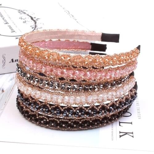 Crystal hair hoop manual line beaded collar hair bundle of ground pressure hairpin her children hair accessories boutique gifts