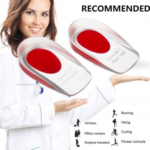 Womens Silicone Gel Heel Cups Heel Seats Foot Orthotic Cushions Insoles Plantar Fasciitis Heel Spurs Heel Pain Foot Care Pad