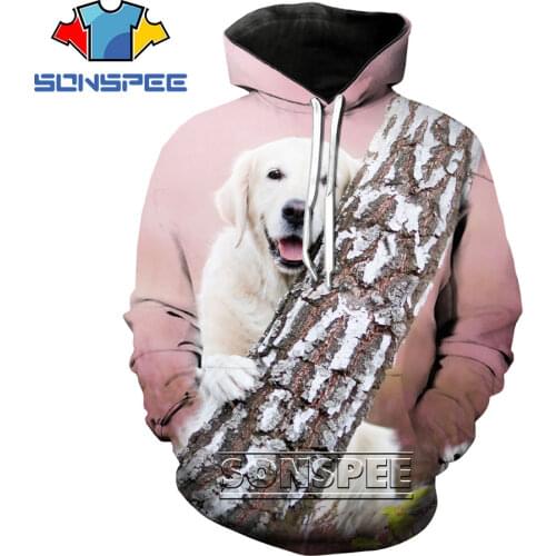 SONSPEE 3D Print Puppy Dog Retriever Labrador Golden Hoodie Casual Sweatshirt Streetwear Animal Women Mens Plus Size Tops Coat
