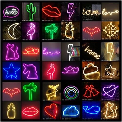LED Neon Sign Decorative Lights Night Lights Gift for Kids Friend Home Wall Party Holiday Decoration Battery USB Operated Lights