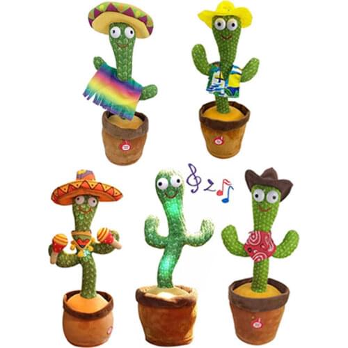 Funny Dancing Twisting Cactus Speaker Talking Plush Toys Singing Music Record Luminescent Upgrade Bluetooth Gifts Toy For Childr