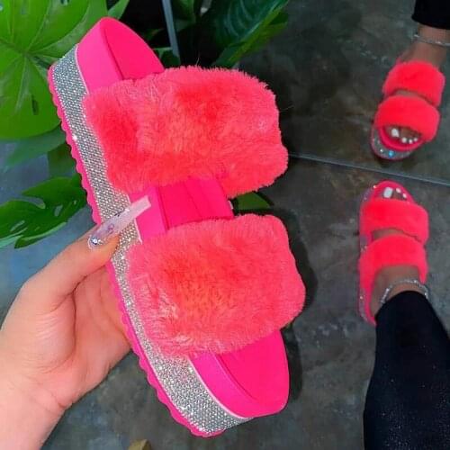 Women Fur Diamonds slippers