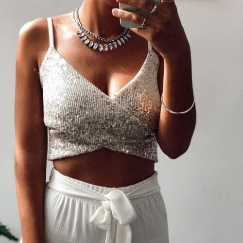 Womens Sexy Camis Lingerie Fashion Summer Sequins Sexy Lace Camisoles Tops