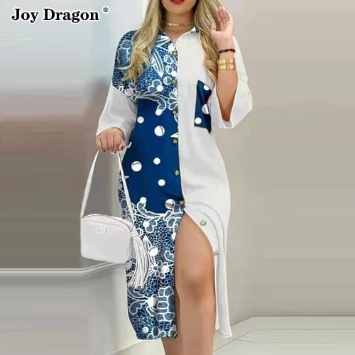 Vintage Pocket Button Contrast Casual Lapel Light Dresses Summer Shirt Dress Robe 2021 Fashion Party Short Sleeve Ladies Clothes