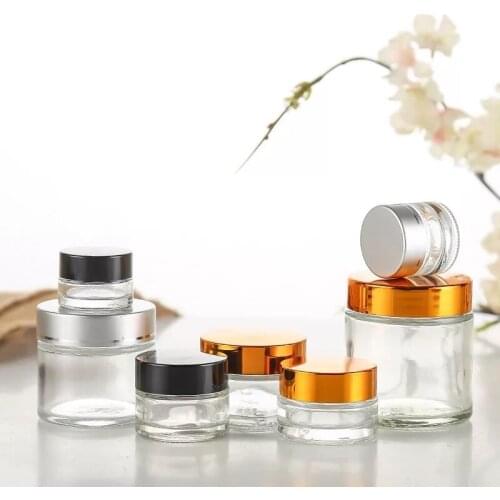 200pcs 5/10/15/20/30/50/80/100g Clear Glass Refillable Ointment Bottles Empty Cosmetic Jar Pot Eye Shadow Face Cream Containers