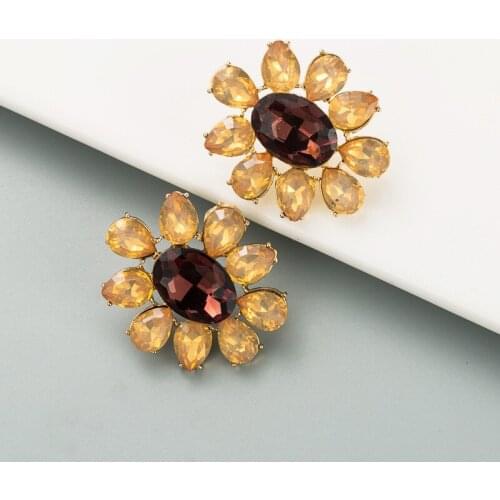 2021 Elegant Crystal Flower Earring Rhinestone Fashion Earrings For Women Серьги Party Wedding Gift Jewelry Wholesale