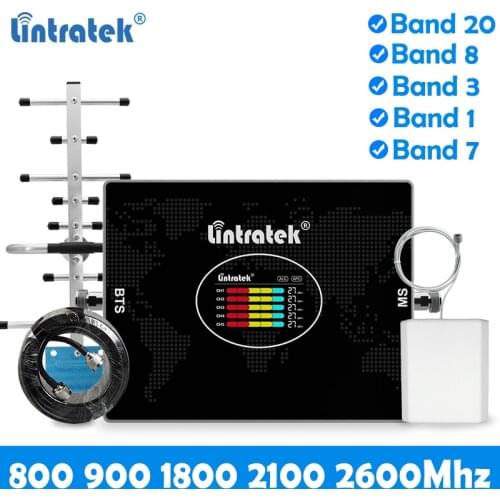 5 Band B20 B8 B3 B1 B7 Signal Booster 800 900 1800 2100 2600 Amplifier GSM 2G 3G 4G LTE Signal Repeater for ALL Operators