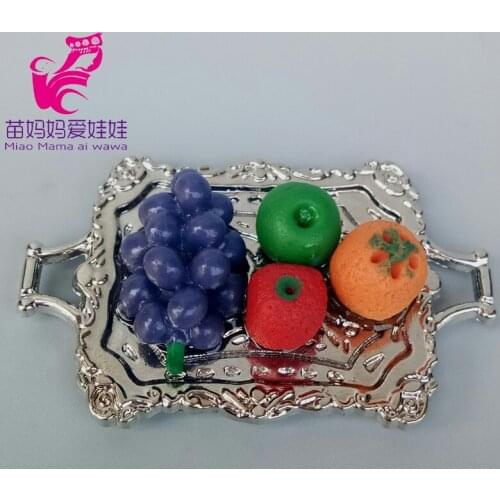 Mini doll house accessories fruit grape Kitchen pans wine bottle pans dishes bread for barbie doll