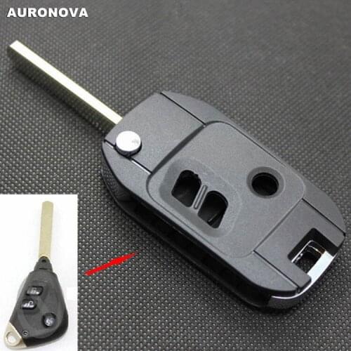 AURONOVA New Upgrade Folding Key Shell for Subaru Outback Forester Legacy 3 Buttons Modified Remote Car Key Case