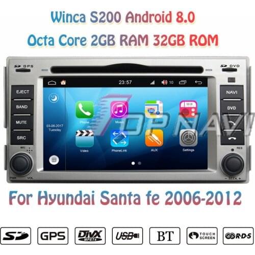 Topnavi Octa Core S200 Android 8.0 Car DVD Multimedia Player for Hyundai Santa fe Radio Stereo 2DIN GPS Navigation In Dash Wifi