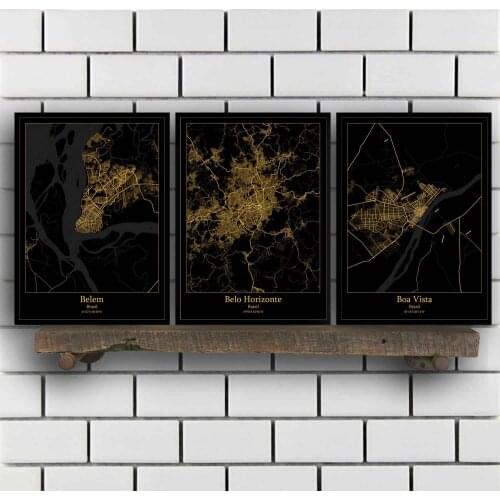 Belem Belo Horizonte Boa Vista Brasilia Curitiba Fortaleza Manaus Porto Alegre Recife Rio Janeiro Sao Paulo Brazil Map Poster