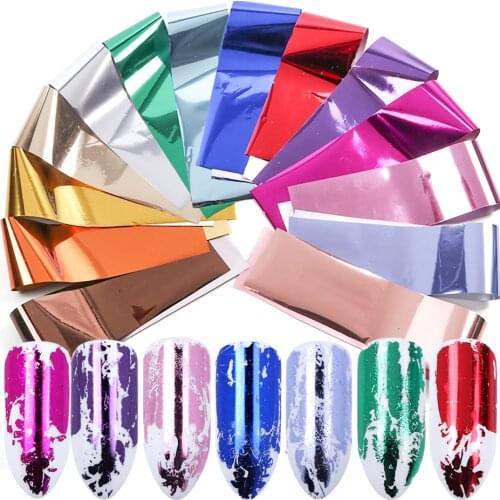 Charm Gold Sliver Metallic Nail Foil Set Holographic Transfer Wrap Sticker Starry Sky Adhesive Decals Nail Art Decorations NL996