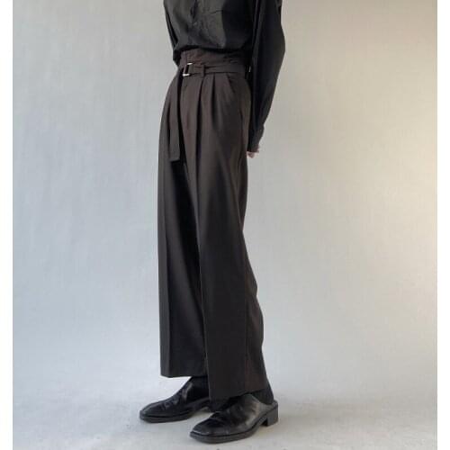 Men Wide Leg Pants High-waist Design Korean Style Trousers Straight Loose Wide-leg Casual Pants Fall Feeling Non-iron Pants