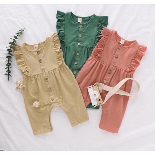 6M-18M Summer Newborn Infant Baby Girl Clothes Ruffle Romper Jumpsuit Sleeveless Solid Outfit Clothing