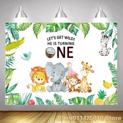 Spring Happy Animal Leaf Background Baby Birthday Party Decoration Photography Studio Photo Child Room Ornament Backdrop