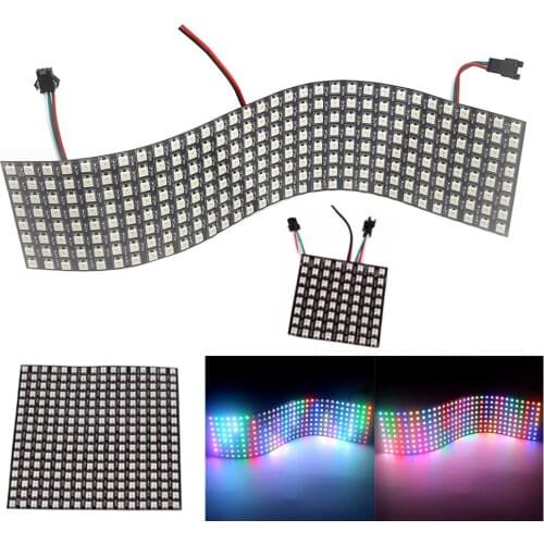 WS2812B RGB Flexible Pixel Led Module Panel 8x8/16x16/8x32/Matrix Screen WS2812 IC Individually Addressable Panel Screen DC 5V