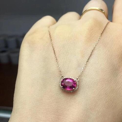 Fine Jewelry High Chic 100% Natural Red Rubilite Tourmaline Gemstone 1.6ct Pendant Vintage Torques Pendants Neckalces for Women