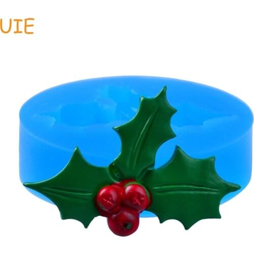 JYL317U 44.8mm Christmas Holly Leaf Flexible Silicone Mold - Dessert, Fondant, Cake Decoration, Cabochon Candy, Resin, Jewelry