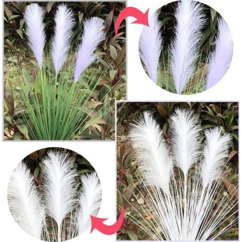 Hot 3Heads Artificial Reed Grass Fake Plants Simulation Phragmites Home Desktop Ornaments Flower Arrangement Wedding Party Decor