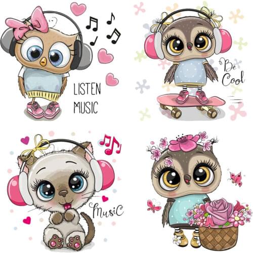 Cute Animals Cat Koala Heat Vinyl Transfer For Clothing Iron On Transfers For Clothes Appliques For Diy Baby T-shirt Accessories