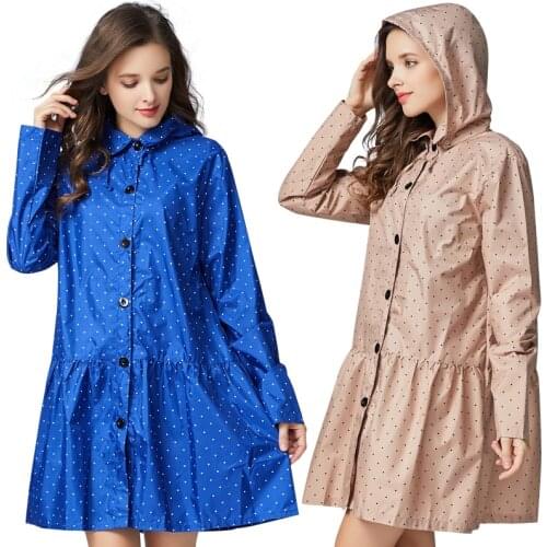 Fashion adult womens windproof waterproof hiking rain cover long raincoat women