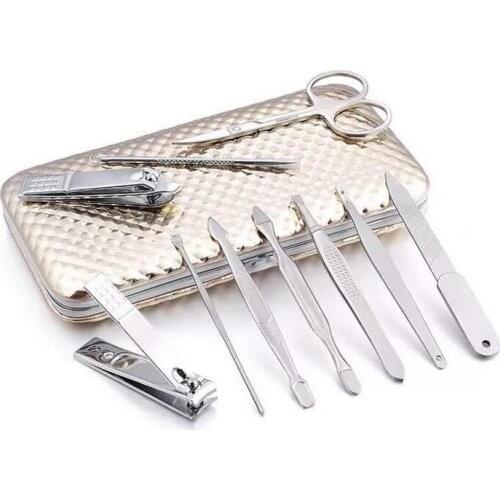 50set 12 in 1 Luxury Gold Stainless Steel Manicure Set Pu Box High Quality Wedding Gift Bridal Shower Favors ZA5389