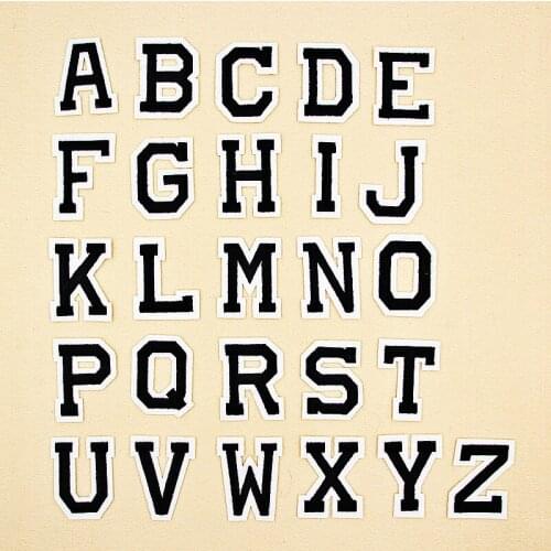T-N Black A to Z Embroidery English Alphabet Letter Patches Name DIY Sticker Clothing Badge Paste For Clothes Bag Pant Shoe DIY