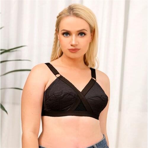 2021 New X Type No Rims No Sponge Sexy Lace Bra Wire Free Full Cup Large Cup Thin Plus Size 110EF Bras For Women Bralette