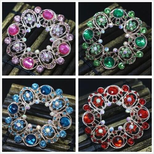 Newly large semi-precious round antique vintage rose gold-color brooches for women fashion crystal gift fine jewelry U