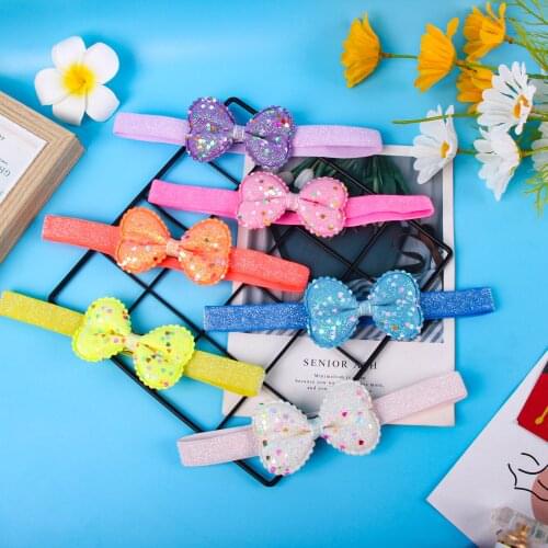 Candygirl 6pc Lovely Summer Bandeau For Girls Cute Cartoon Paillette Hair Band Colors Bowknot Headband Hair Accessorie Ornament