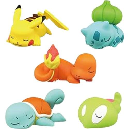 Genuine Pokemon Sleeping Doll Goodnight Pokemon Pikachu Charmander Squirtle Bulbasaur Ornament Toy Gift for Little Girl