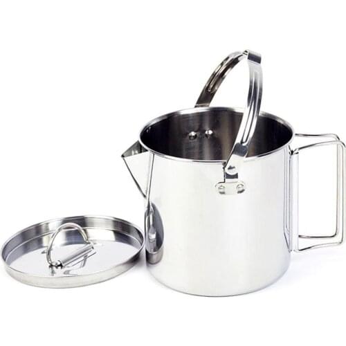 1.2L Outdoor Kettle Portable Stainless Steel Boiling Water Hanging Pot Tableware Cookware for Cooking Coffee Camping