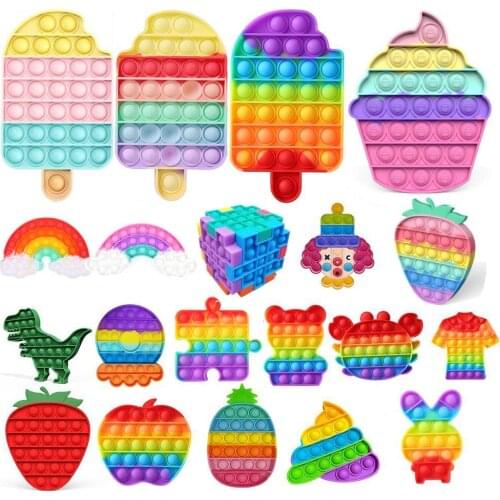 Rainbow Fidget Toys Push Bubble Sensory Squishy Stress Reliever Autism Needs Anti-stress Toys for Adult Children