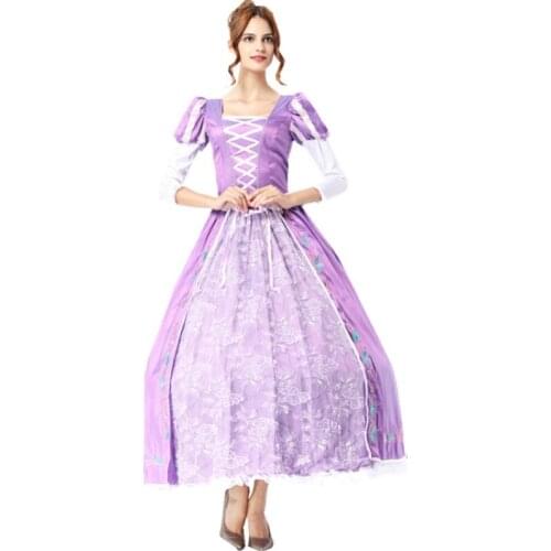 Sexy Halloween Party Adult Cosplay Costume Medieval Renaissance Women Long Purple Princess Dresses