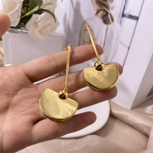 18K Gold Plated on Brass Shell Geometric Dangle Earring No Zircon Stone Brand Jewelry for Women Party Statement Earring