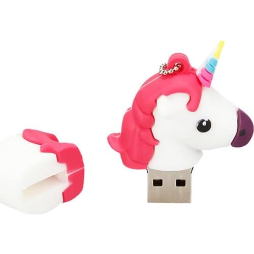 Silica gel cle usb flash drive 16GB 32GB cartoon unicorn pendrive 64GB 128GB pen drive 8GB flash usb 2.0 memoria usb stick Key