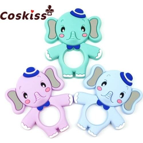 Silicone Elephant Teether Baby Teething Necklace Food Grade Materials Silicone Teether Beads BPA Free for Baby Gift Toy
