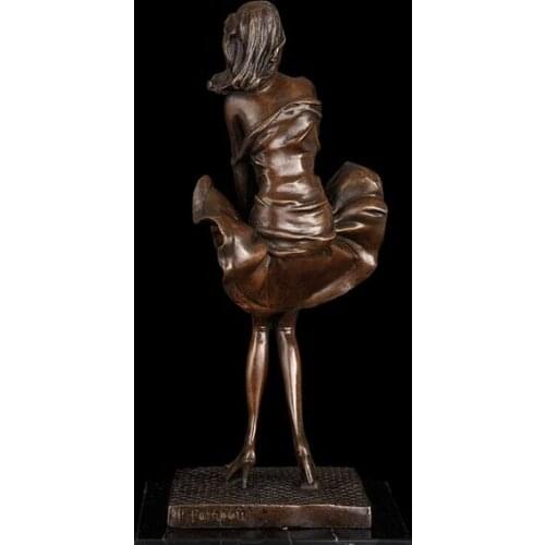 Art Deco handmade Sculpture Marilyn Monroe woman copper bronze statue