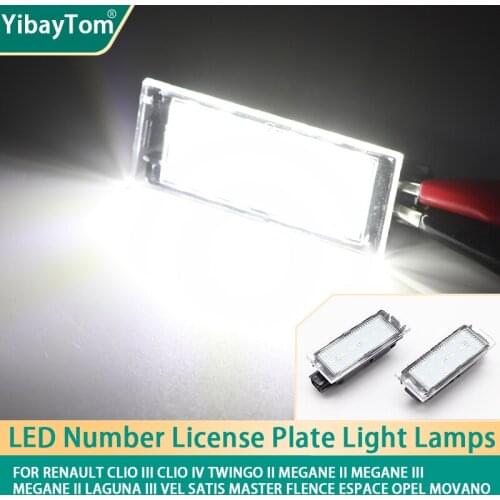 Canbus Rear License Plate Tag Light LED White For Renault Clio Twingo Megane Laguna Vel Satis Master Flence Espace Opel Movano