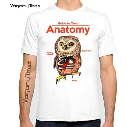 Vagarytees 2021 Funny Owl Anatomy Harajuku Letter print T-Shirt casual homme t shirt unisex streetwear Top Tees