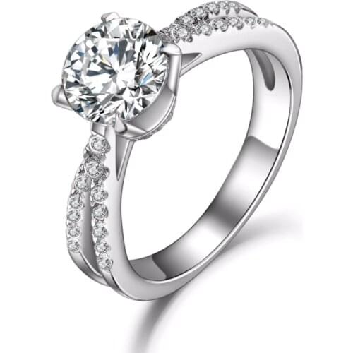 1.5Ct Cross Setting Sterling Silver Jewelry Vintage Woman Hearts and Arrows Retro Ring White Gold NSCD Diamond Ring Engagement