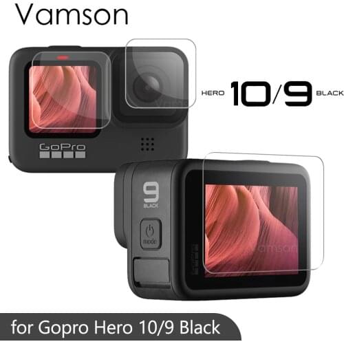 Vamson Tempered Glass Screen Protector for GoPro Hero 9 Black Lens Protection Protective Film for Go pro 9 Camera Accessories