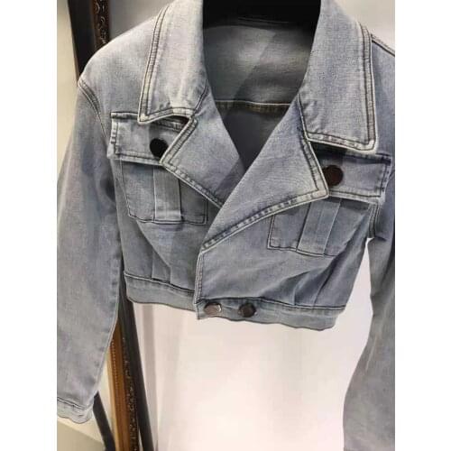 Womens short denim jacket autumn 2021 new washed light color high waist denim jacket jacket women