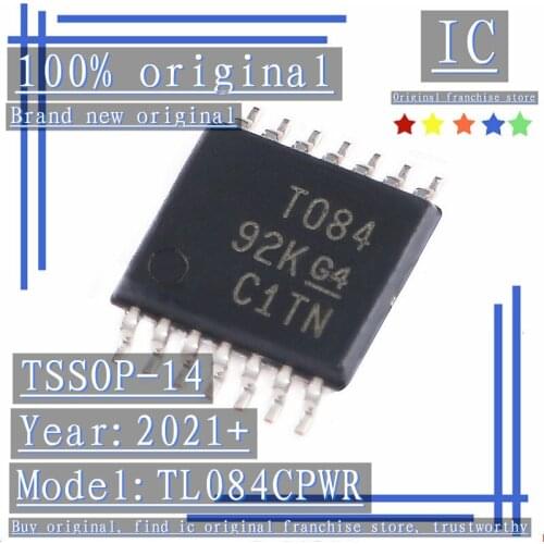 2021+100% Brand new original 10PCS-50PCS TL084CPWR TSSOP-14 Four-way high slew rate JFET input operational amplifier chip