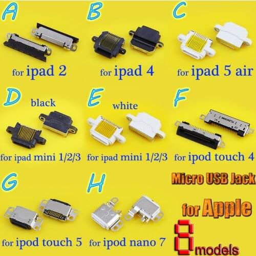 Brand new 5pin/10pin/mini micro usb jack connector charging port female for Apple for iPod touch 4/5 for iPad 2/4/5air/mini1/2/3