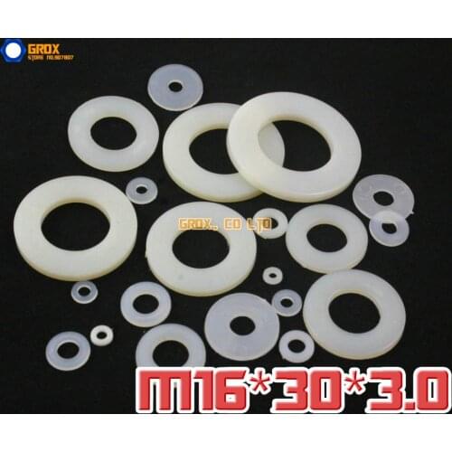 50 Pieces M16 x 30 x 3.0mm Nylon Flat Washer Insulation Washer