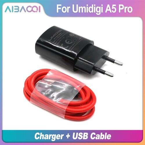 AiBaoQi New USB Adapter Charger EU Plug Travel Switching Power Supply+Usb Cable Data Line For Umidigi A5 Pro Phone