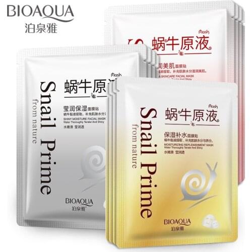 BIOAQUA Snail Face Mask Moisturizing Whitening Replenishment Hydrating Oil Control Acne Tender Skin Sheet Mask Skin Care